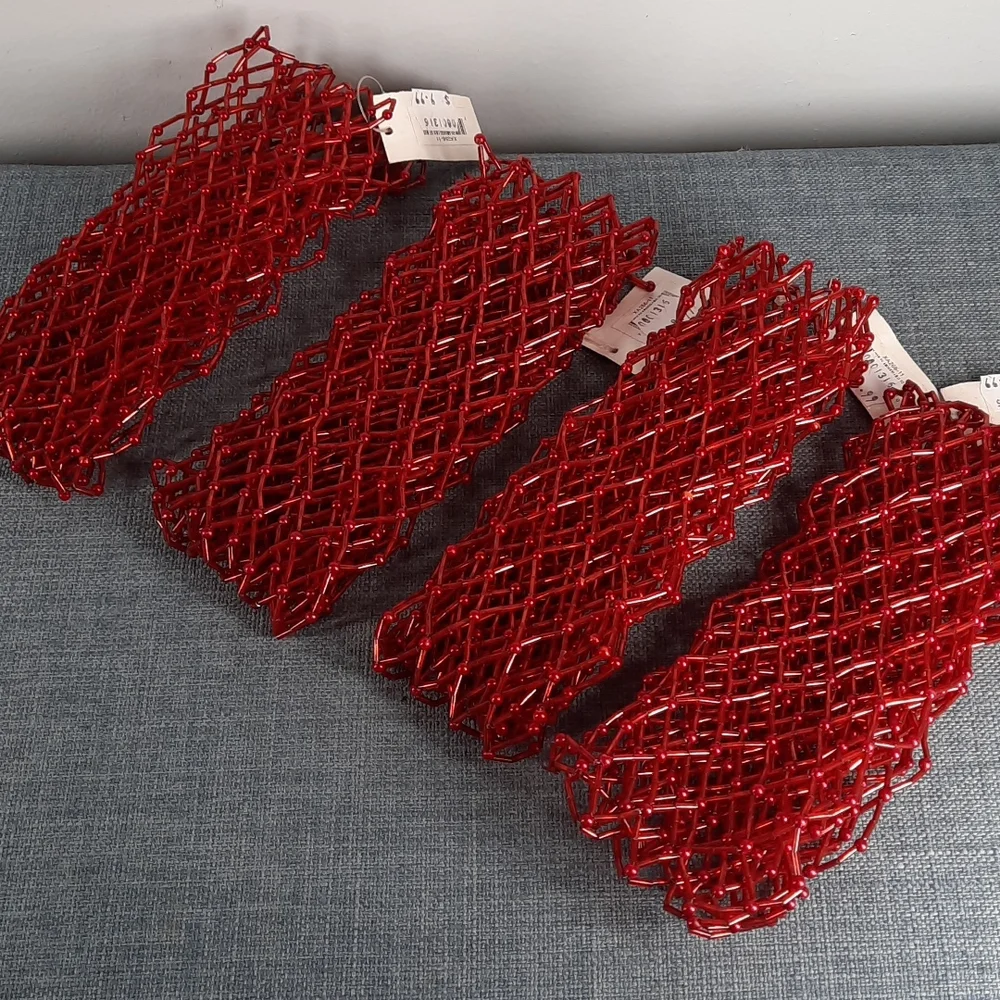 Glass Beaded Wired Ribbon Garland Bow Tree Wreath Decoration Holiday Gift Wrap